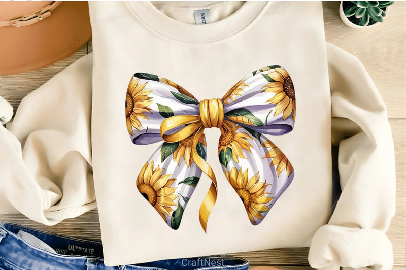 Sunflower Bow Sweatshirt Clipart Bundle - CraftNest - Digital Crafting and Art