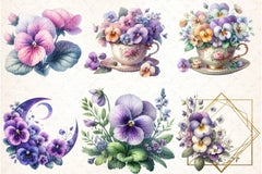 Spring Viola Flowers Clipart Bundle - CraftNest - Digital Crafting and Art