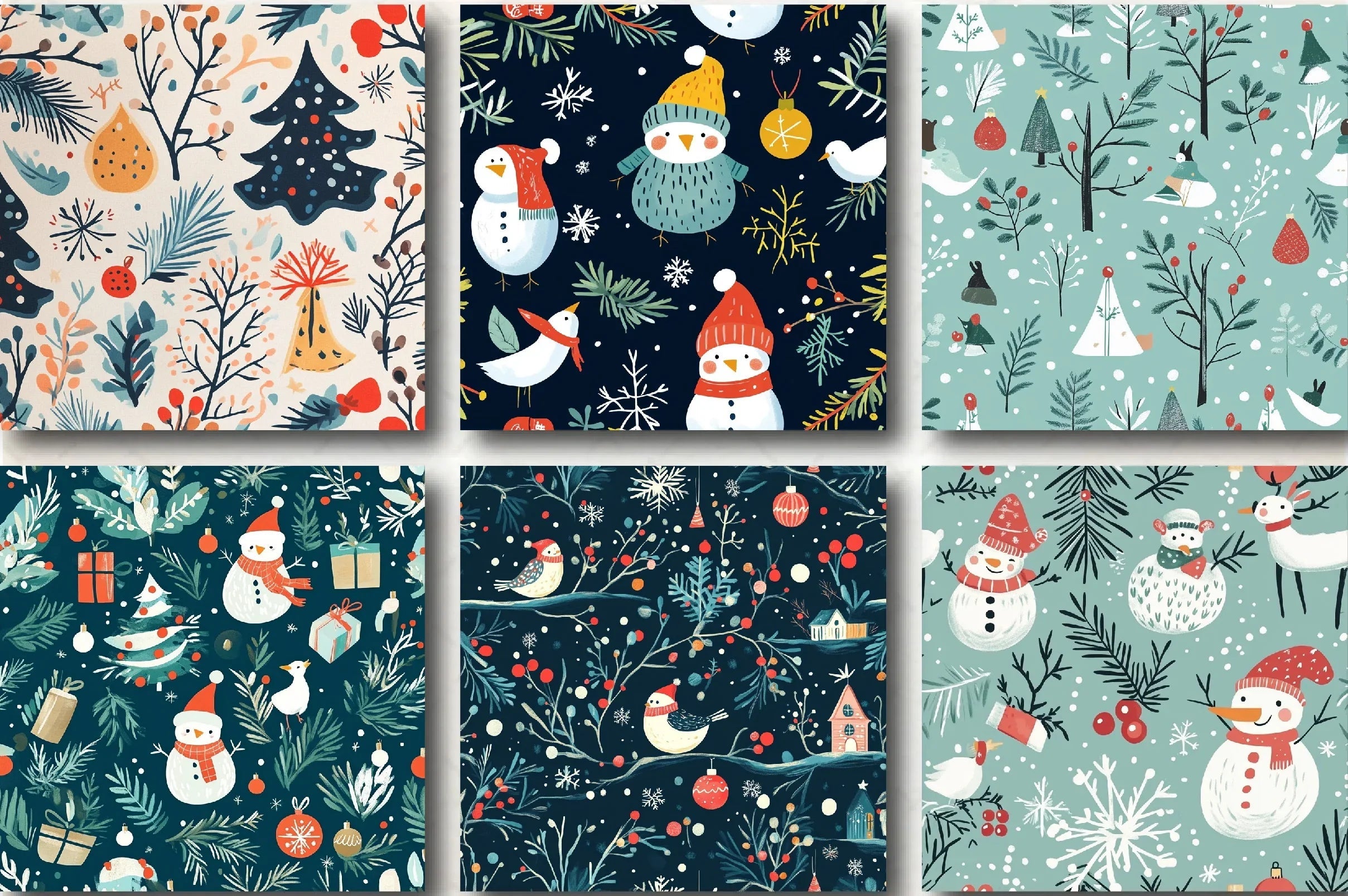 Whimsical Winter & Christmas Patterns Clipart Bundle - CraftNest - Digital Crafting and Art