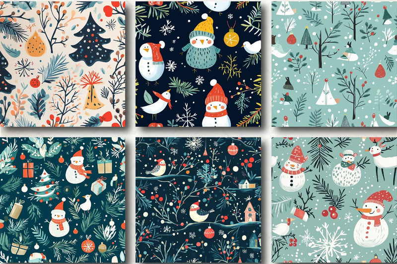 Whimsical Winter & Christmas Patterns Clipart Bundle - CraftNest - Digital Crafting and Art