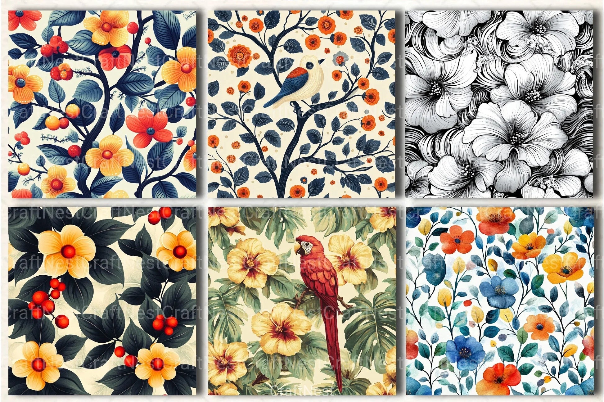 Seamless Patterns Small Set Digital Paper - CraftNest - Digital Crafting and Art