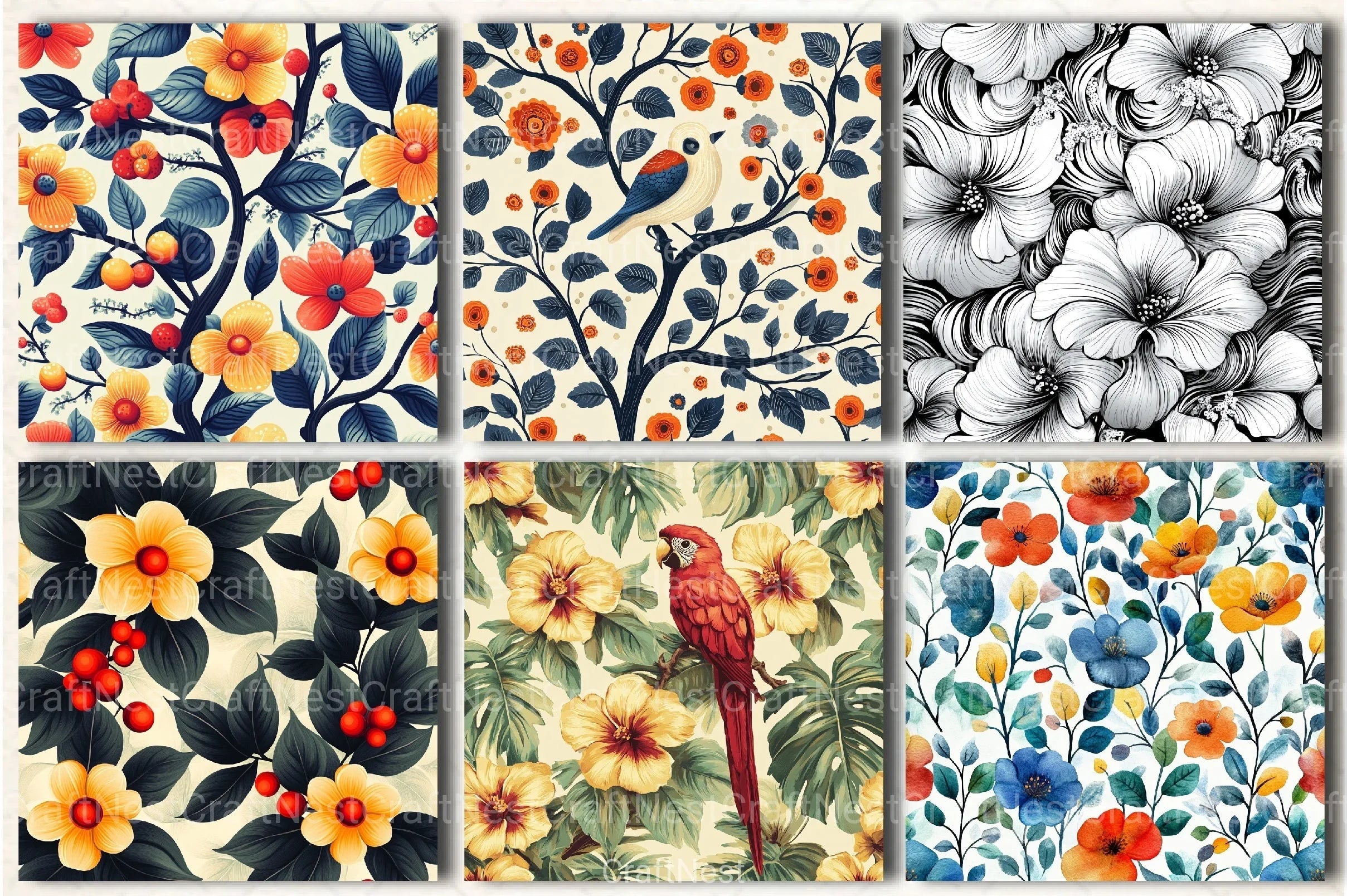 Seamless Patterns Small Set Digital Paper - CraftNest - Digital Crafting and Art