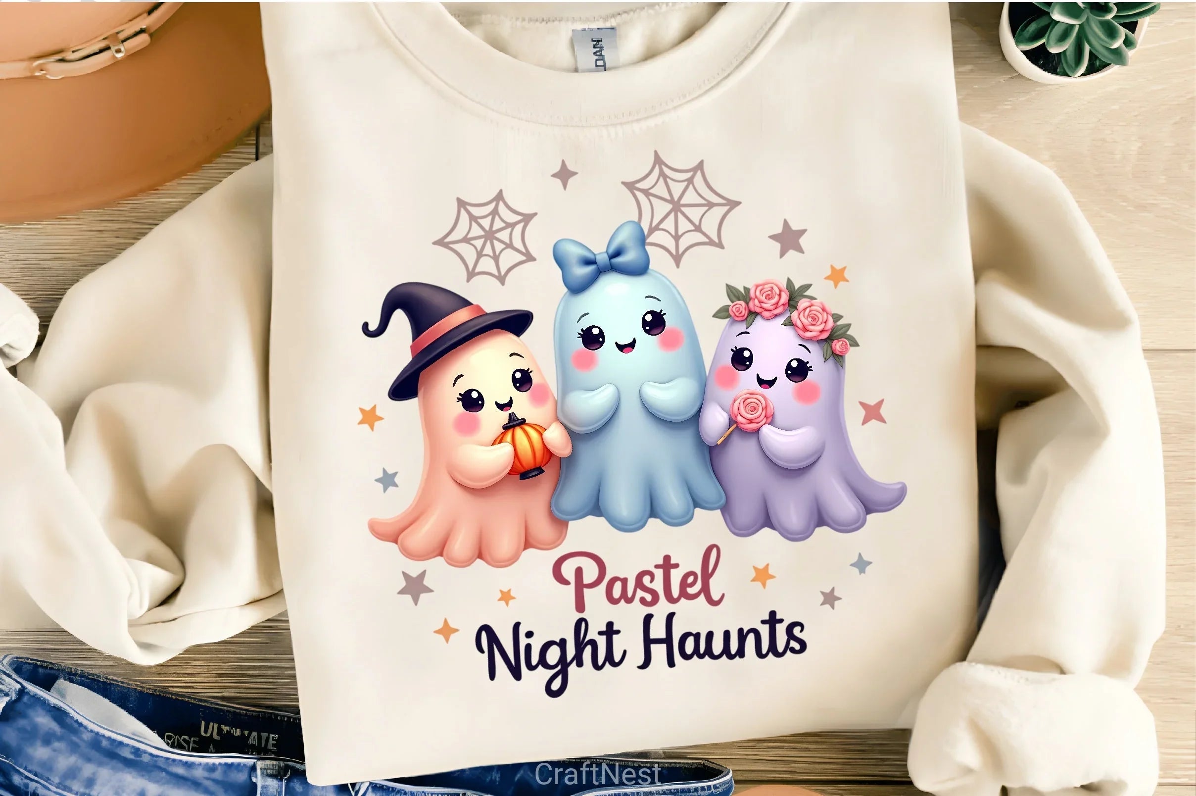 Pastel Kawaii Halloween Ghosts Clipart Bundle - CraftNest - Digital Crafting and Art