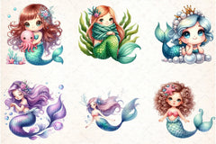 Cute Mermaid Clipart Bundle 5 - CraftNest - Digital Crafting and Art