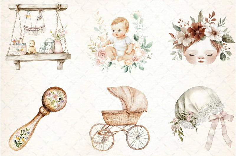 Baby Boho Clipart Bundle - CraftNest - Digital Crafting and Art
