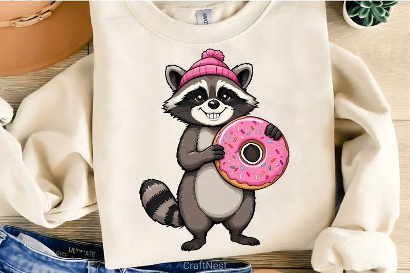 Cartoon Raccoon Donut Clipart Bundle - CraftNest - Digital Crafting and Art
