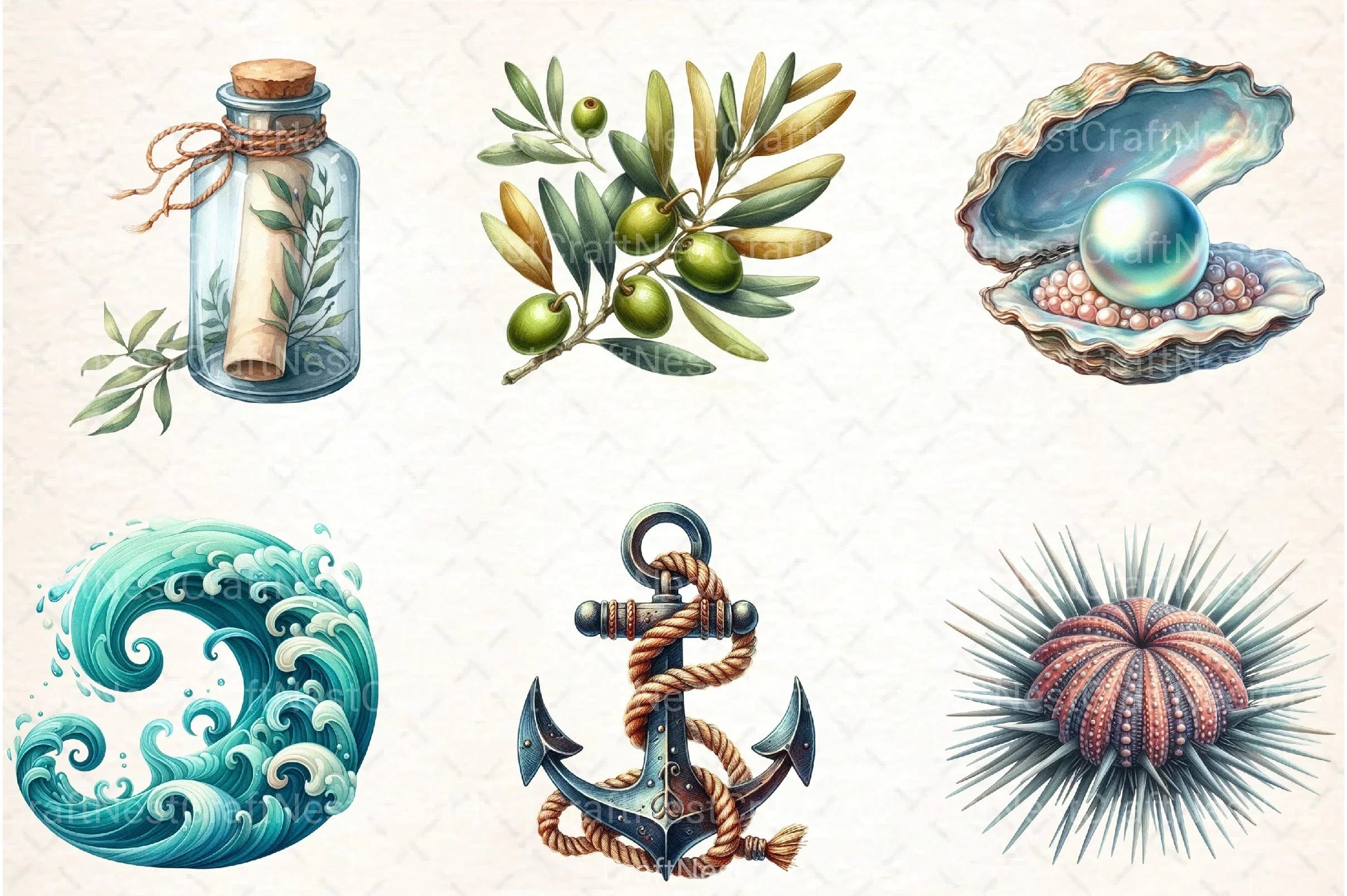 Mediterranean Beach Clipart Bundle 99 - CraftNest - Digital Crafting and Art