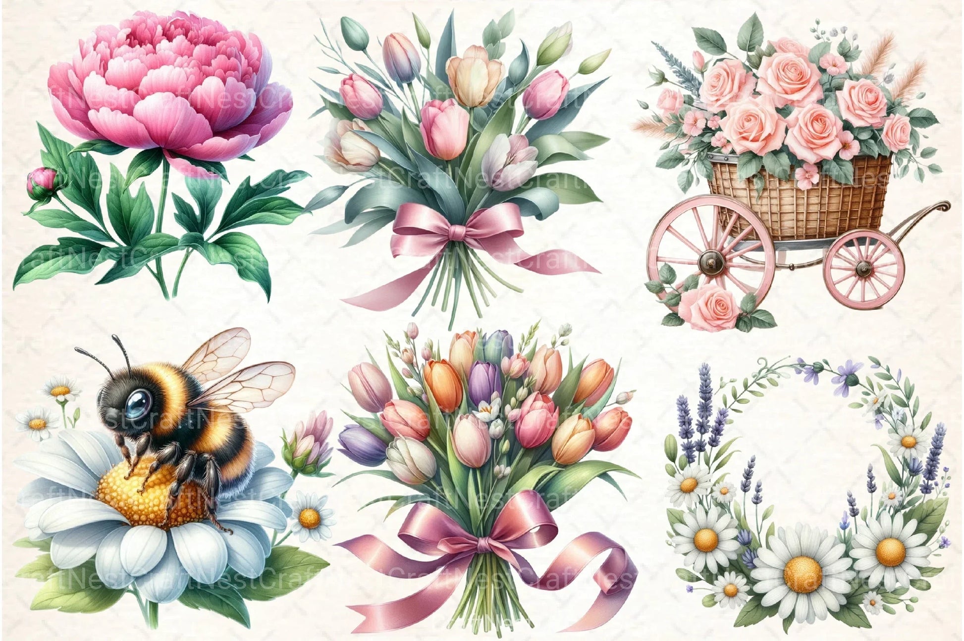 Spring Flower Garden Clipart Bundle 2 - CraftNest - Digital Crafting and Art