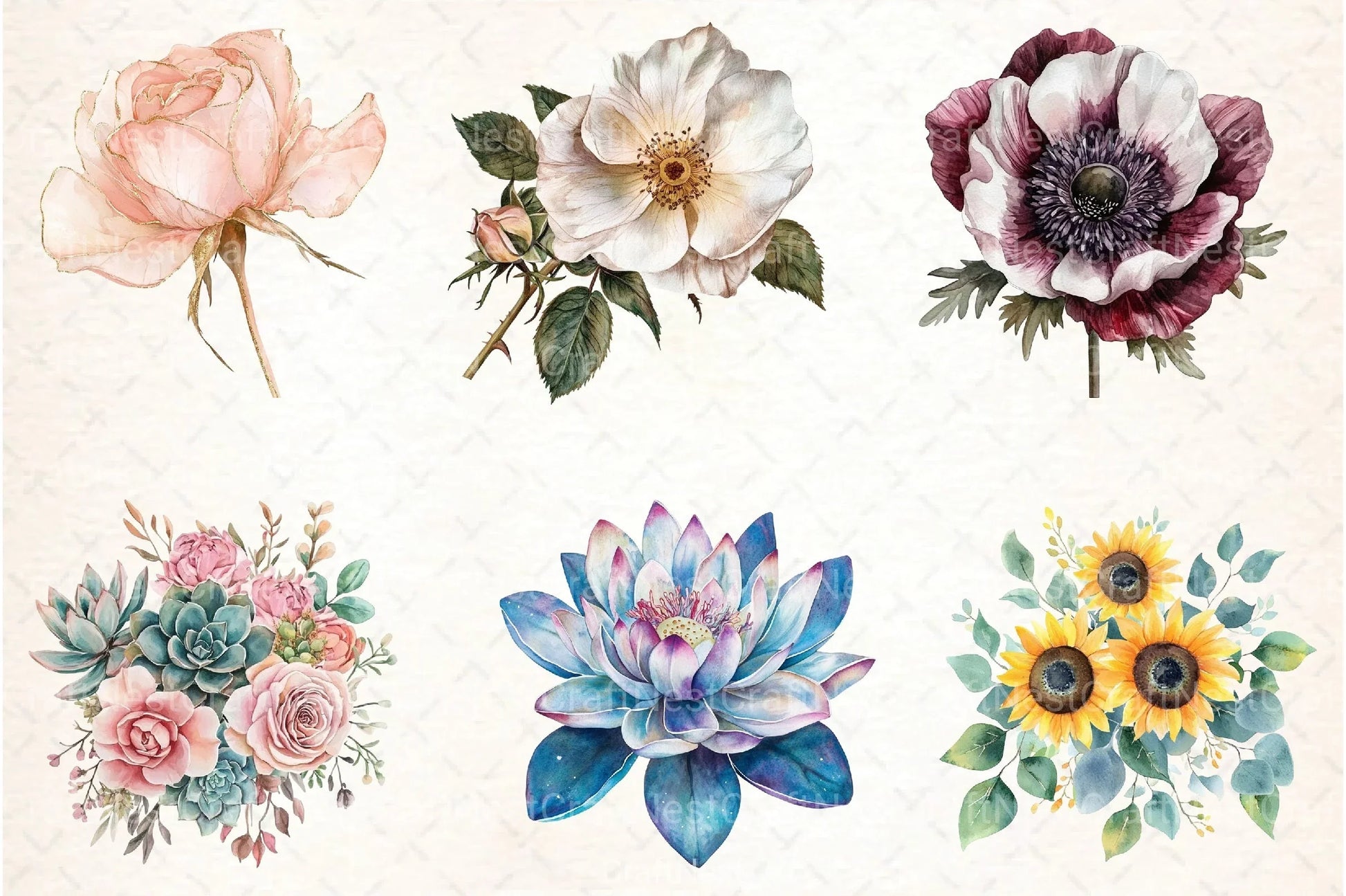 Boho Flowers Clipart Bundle 99 - CraftNest - Digital Crafting and Art