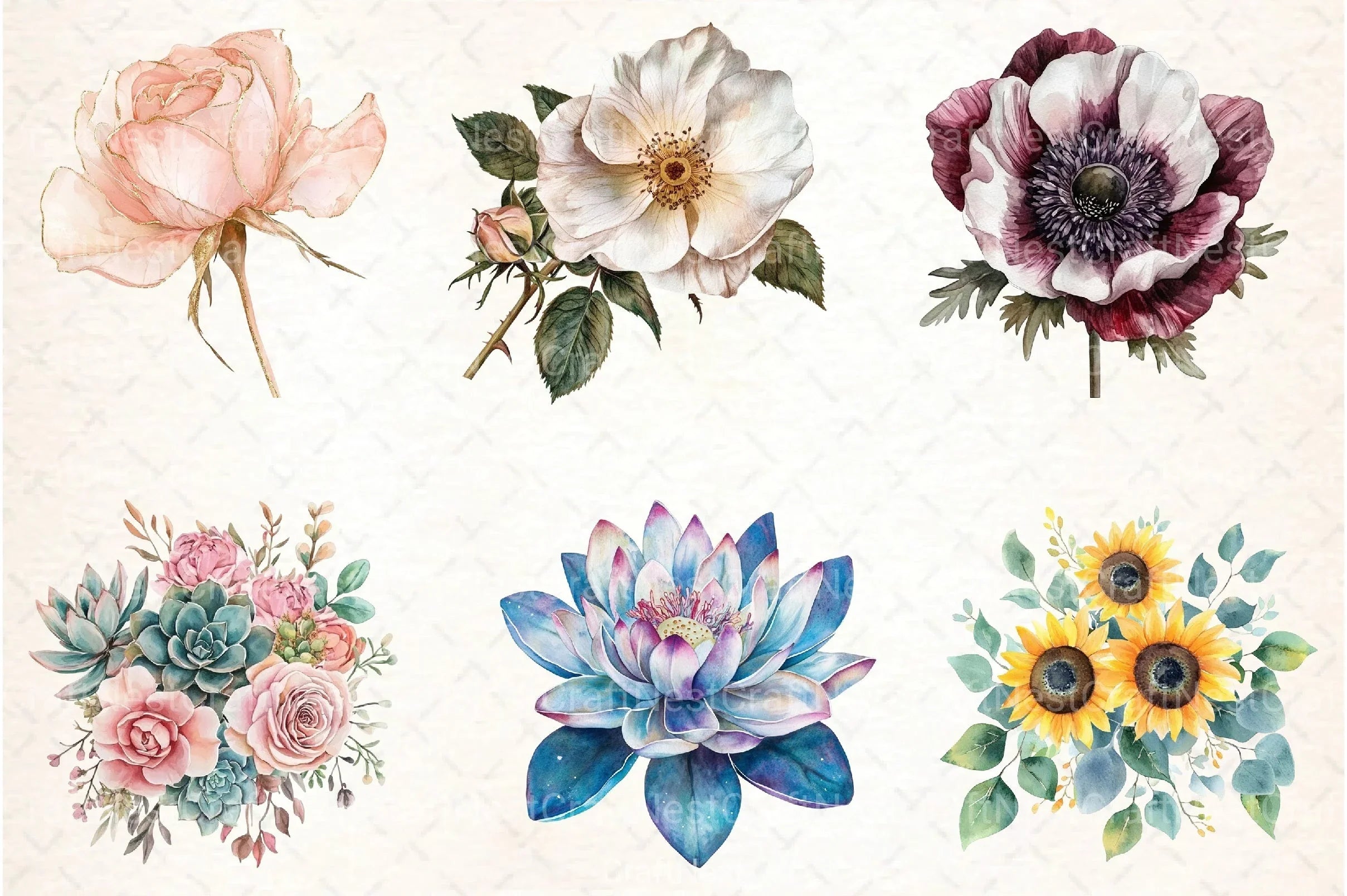 Boho Flowers Clipart Bundle 99 - CraftNest - Digital Crafting and Art