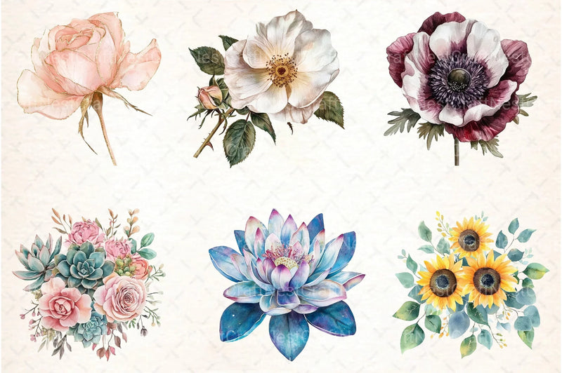 Boho Flowers Clipart Bundle 99 - CraftNest - Digital Crafting and Art