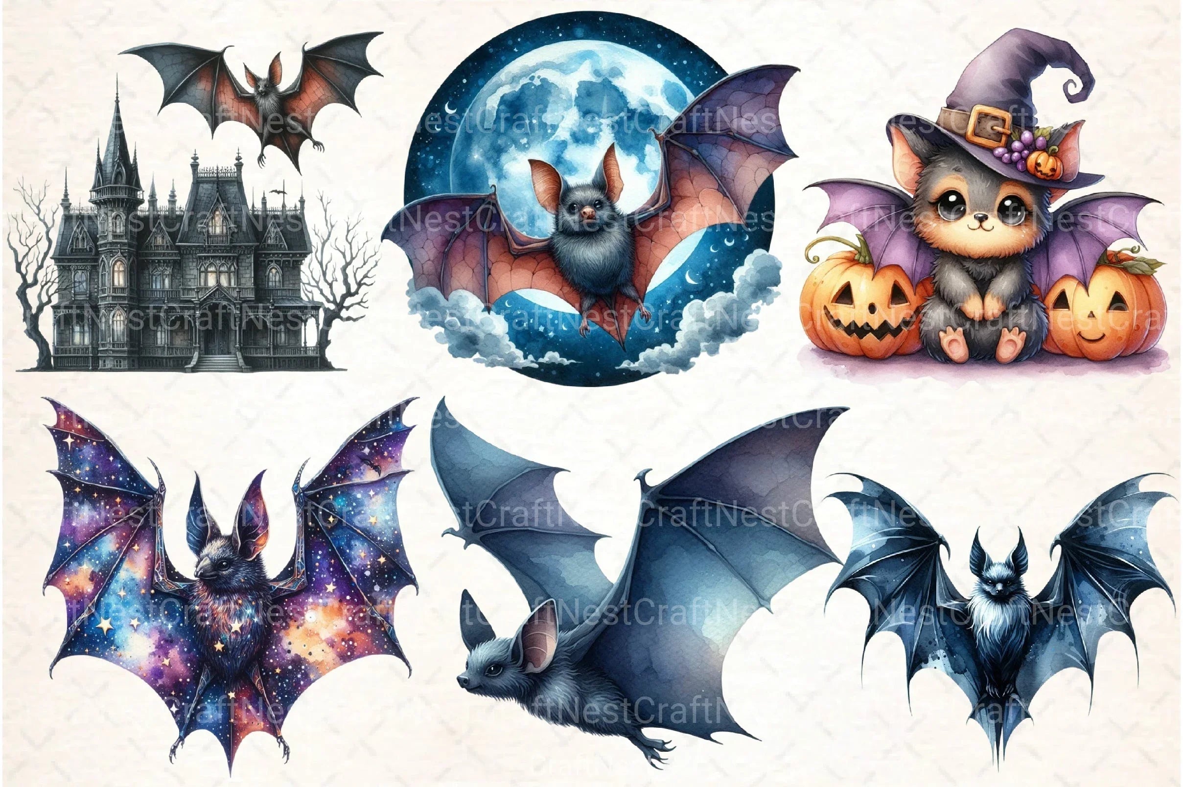 Midnight Blue Bats Clipart Bundle - CraftNest - Digital Crafting and Art