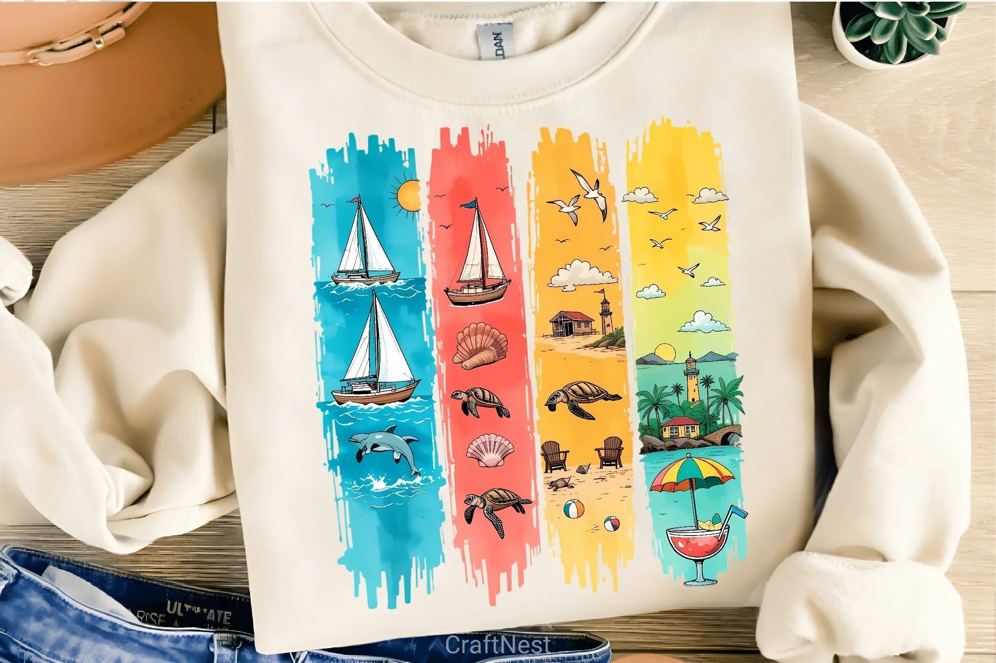 Colorful Stripe T Shirt Design Bundle - CraftNest - Digital Crafting and Art