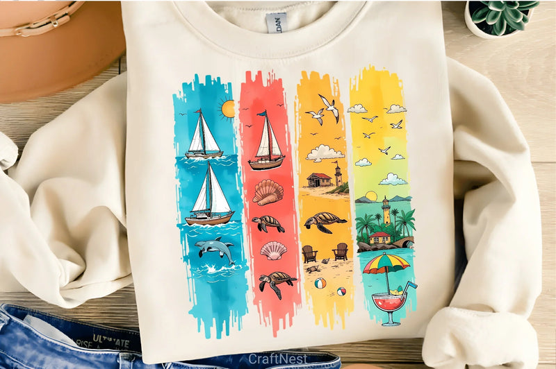 Colorful Stripe T Shirt Design Bundle - CraftNest - Digital Crafting and Art