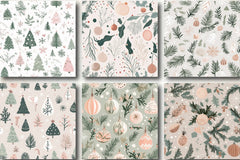 Blush Sage Seamless Christmas Patterns Digital Paper - CraftNest - Digital Crafting and Art
