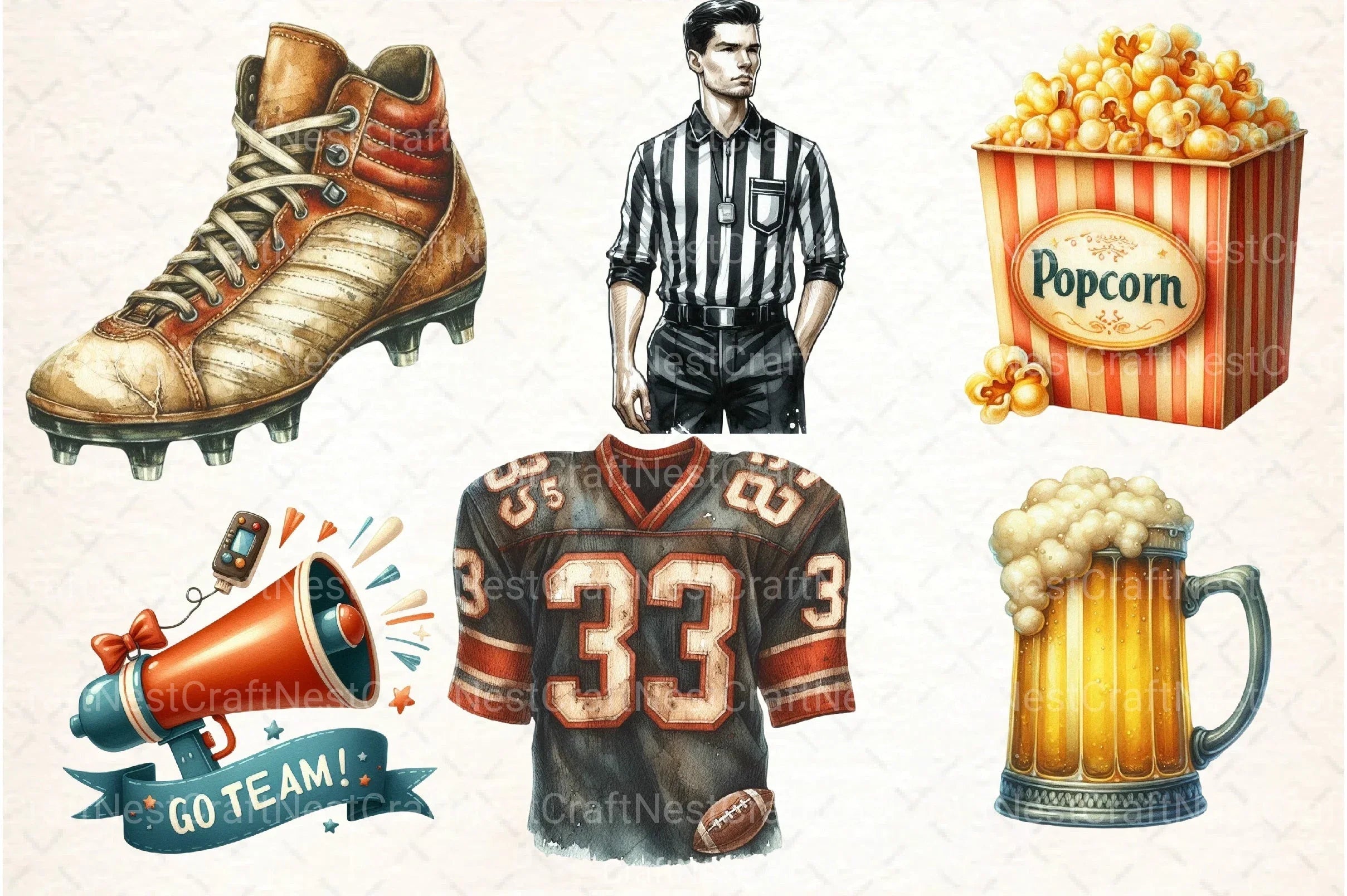 Vintage Super Bowl Clipart Bundle 33 - CraftNest - Digital Crafting and Art