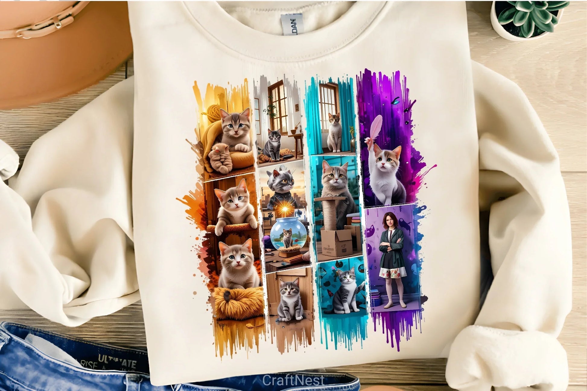 Vibrant Cat Metallic T Shirt Design Bundle - CraftNest - Digital Crafting and Art