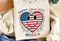 Happy 4th July Heart Smiley Clipart Bundle - CraftNest - Digital Crafting and Art