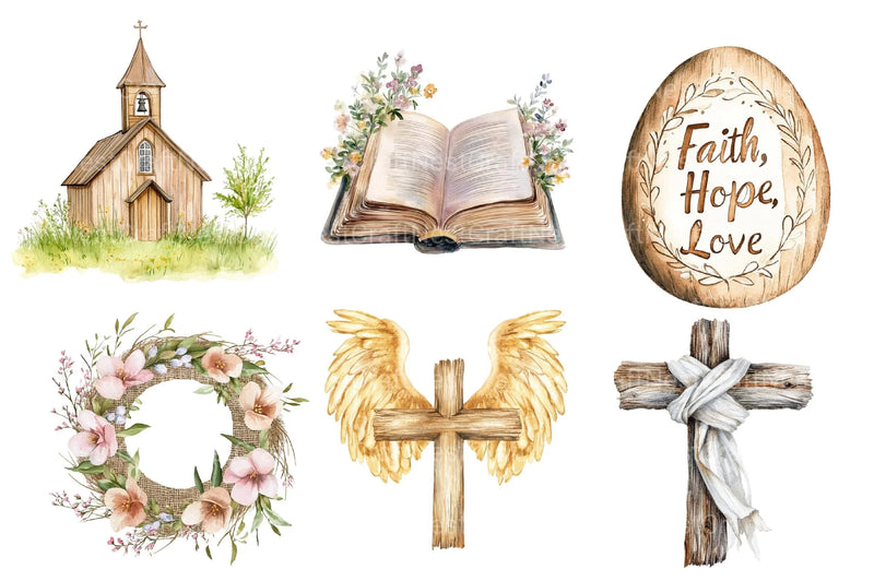 Christian Rustic Easter Clipart Bundle - CraftNest - Digital Crafting and Art