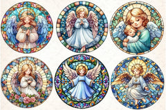Round Angel Stained Glass Clipart Bundle - CraftNest - Digital Crafting and Art