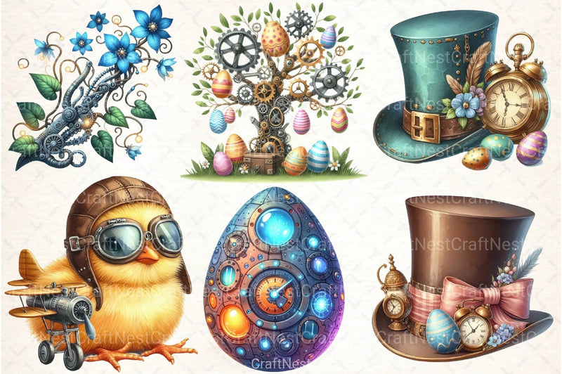 Steampunk Easter Clipart Bundle 99 - CraftNest - Digital Crafting and Art