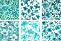 Navy Blue Yellow Cottage Flowers Pattern Clipart Bundle - CraftNest - Digital Crafting and Art