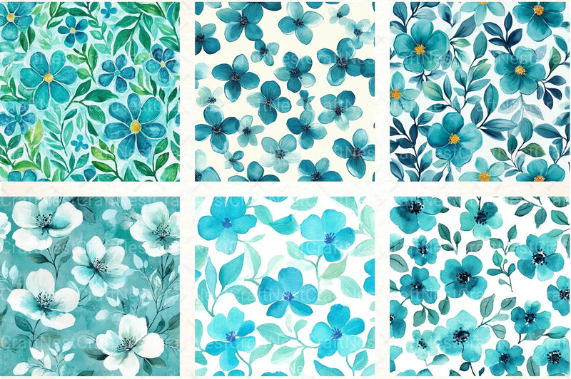 Navy Blue Yellow Cottage Flowers Pattern Clipart Bundle - CraftNest - Digital Crafting and Art