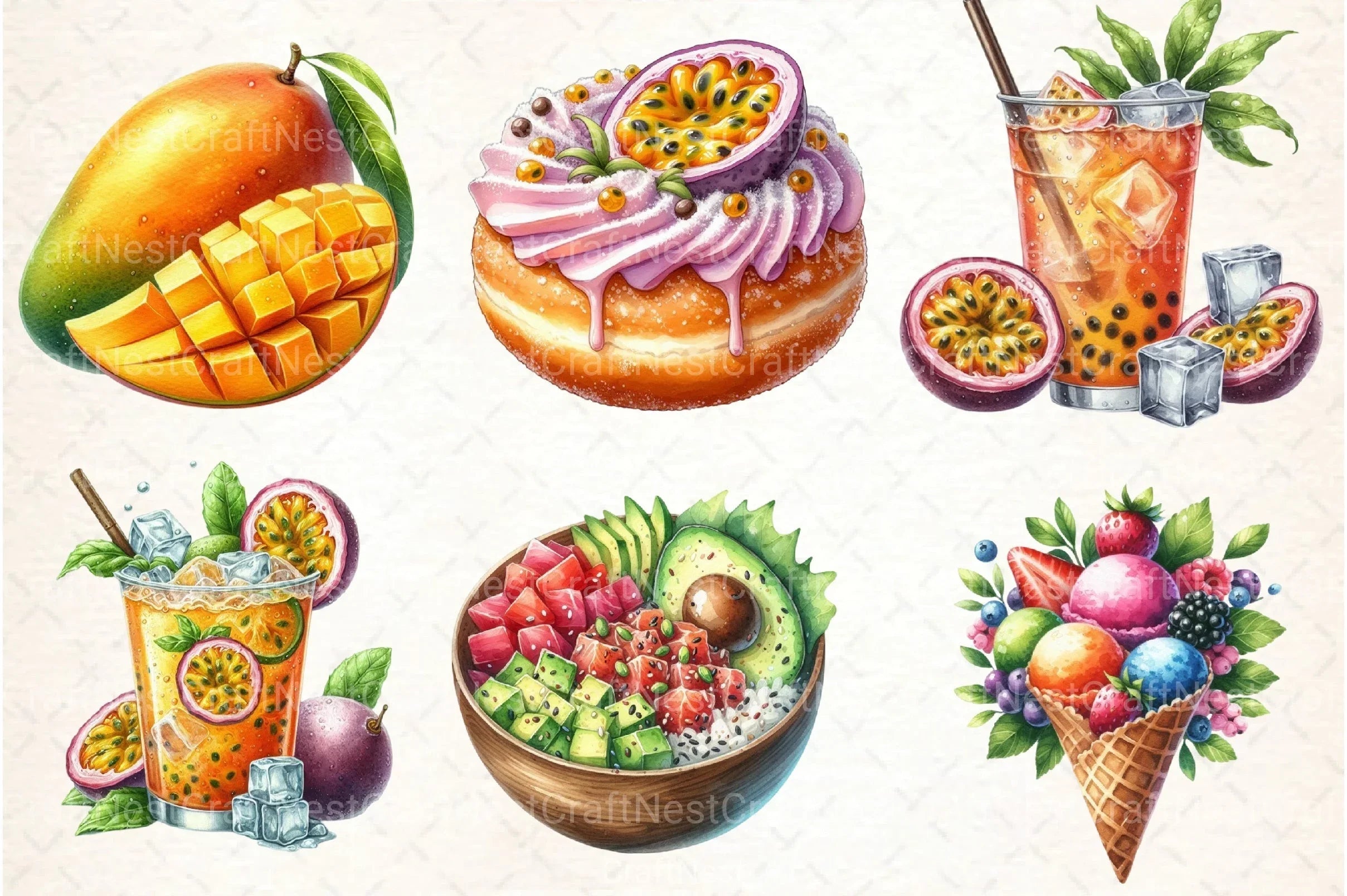 Summer Tropical Food Clipart Bundle 99 - CraftNest - Digital Crafting and Art