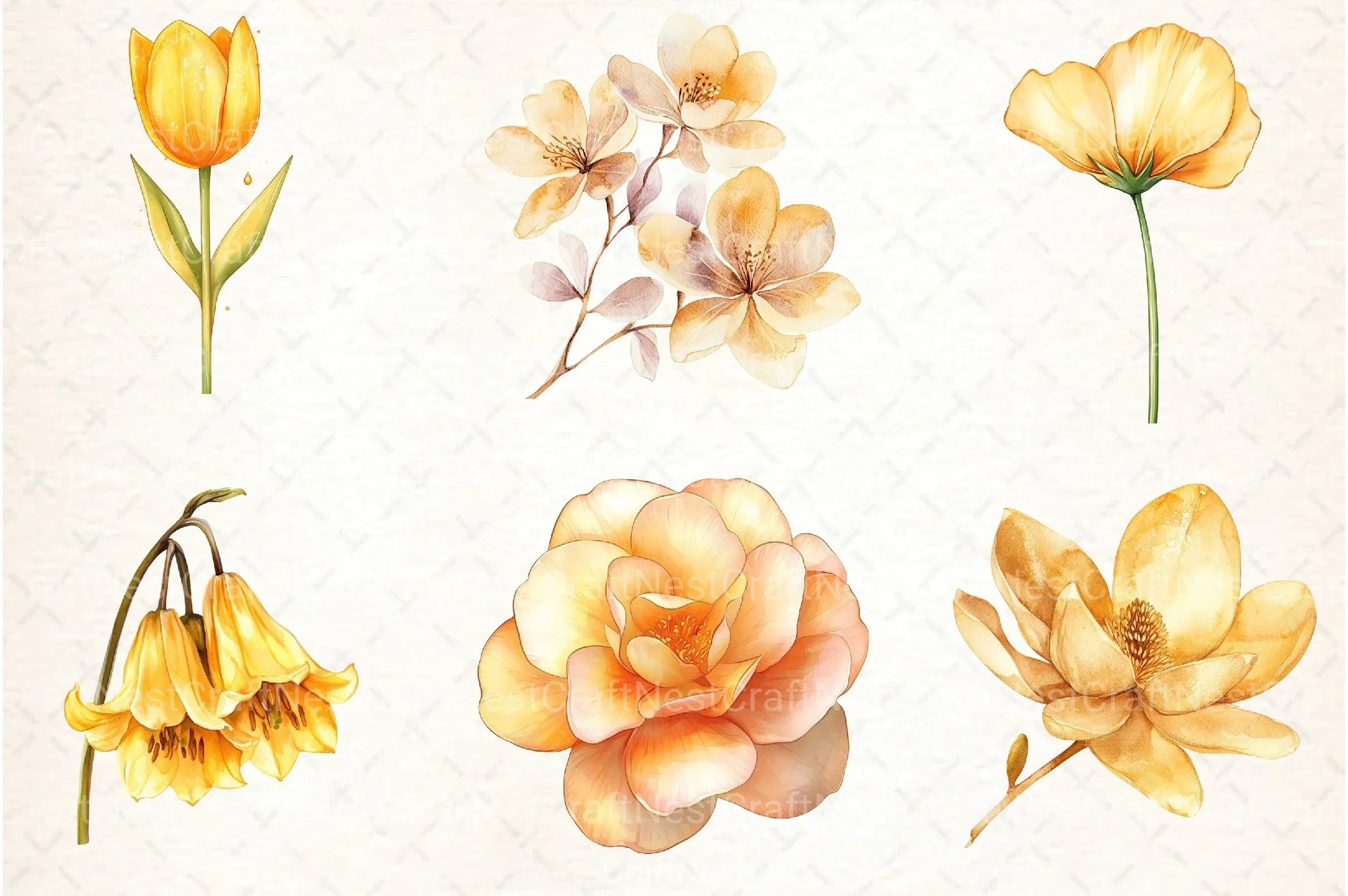 Gold Glowy Flowers Clipart Bundle - CraftNest - Digital Crafting and Art
