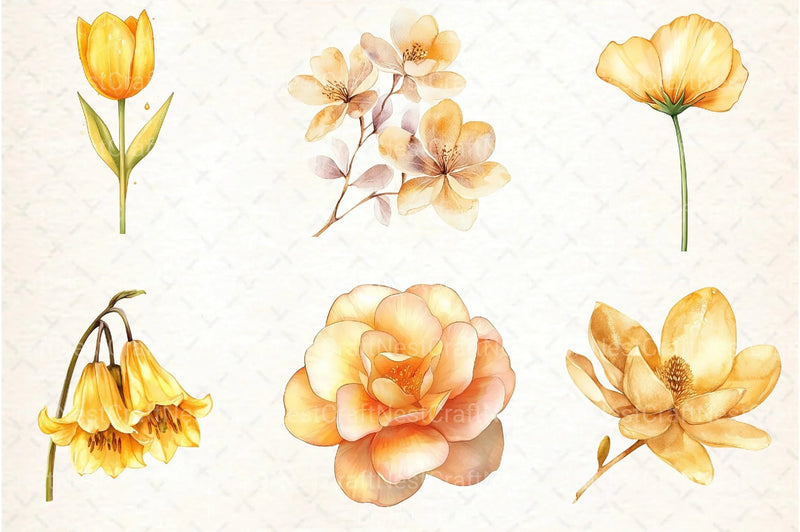 Gold Glowy Flowers Clipart Bundle - CraftNest - Digital Crafting and Art