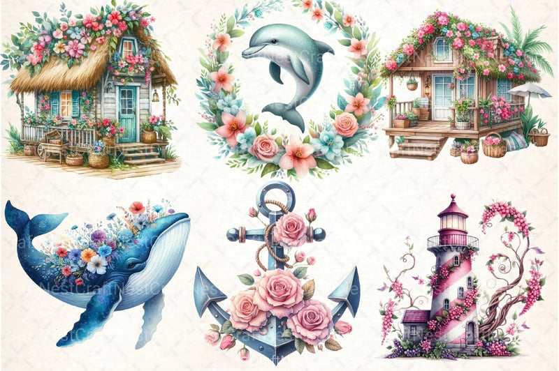 Nautical Spring Clipart Bundle - CraftNest - Digital Crafting and Art