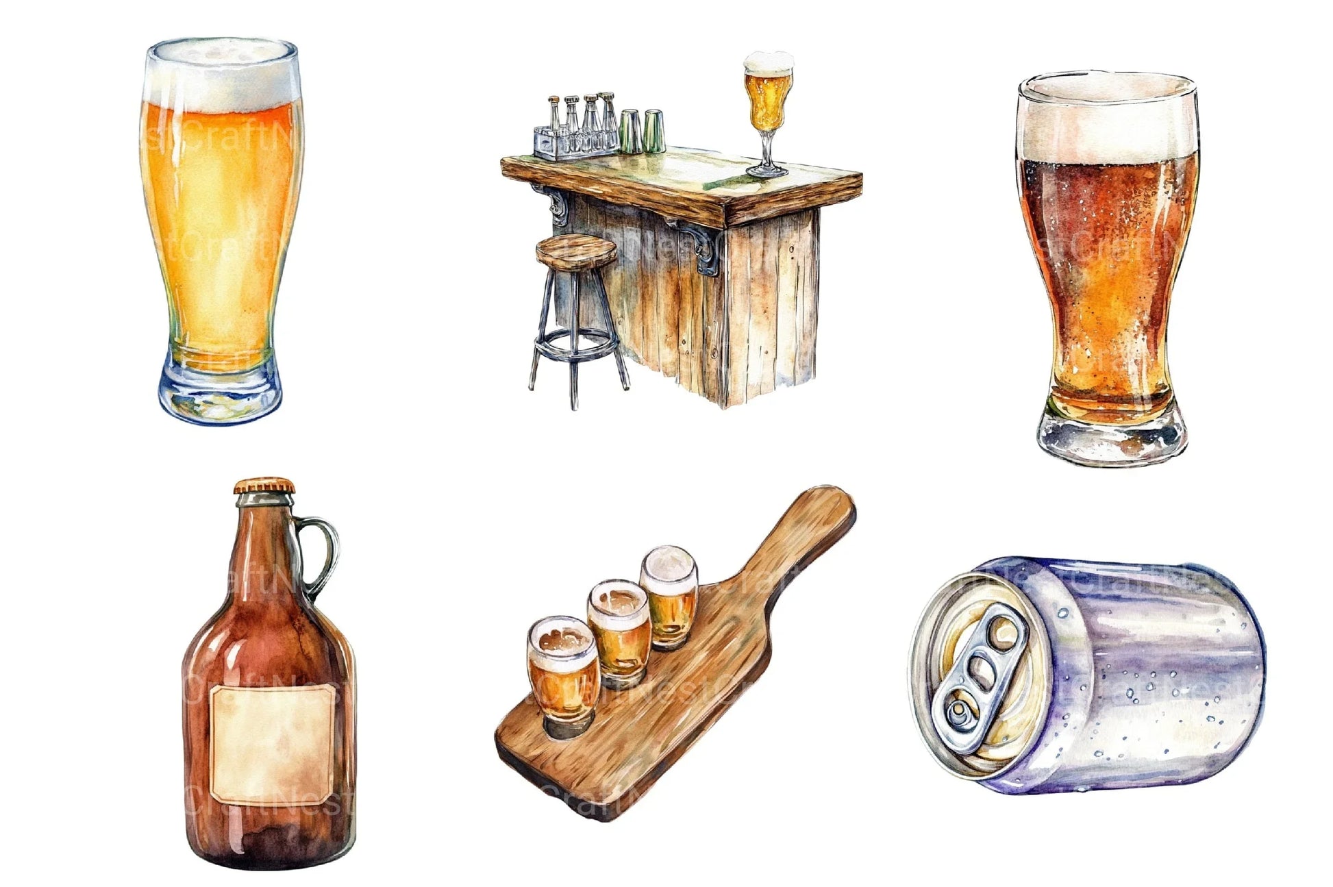 Vintage Summer Beer Clipart Bundle 2 - CraftNest - Digital Crafting and Art