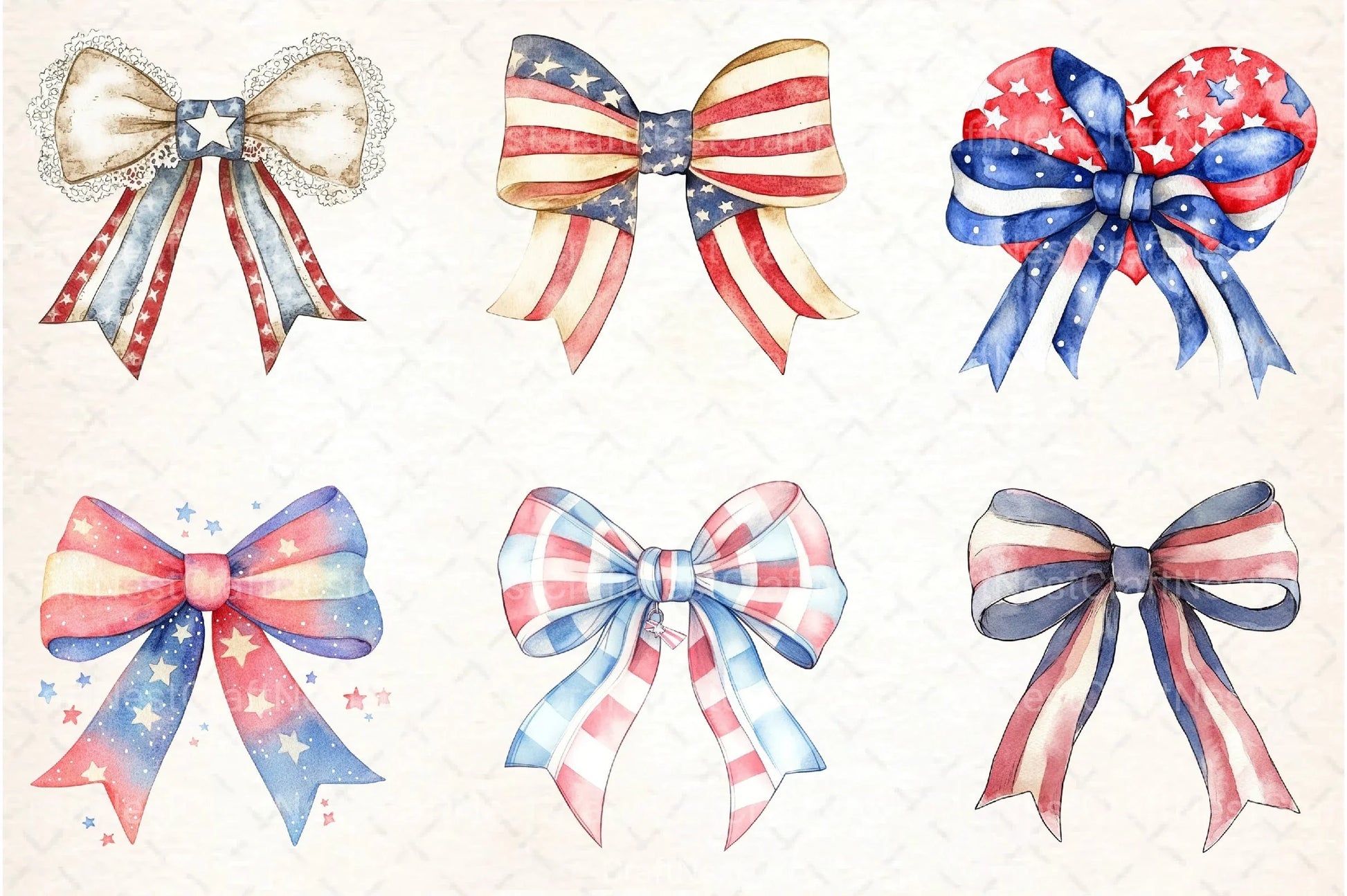 4th of July Bow Clipart Bundle 1 - CraftNest - Digital Crafting and Art