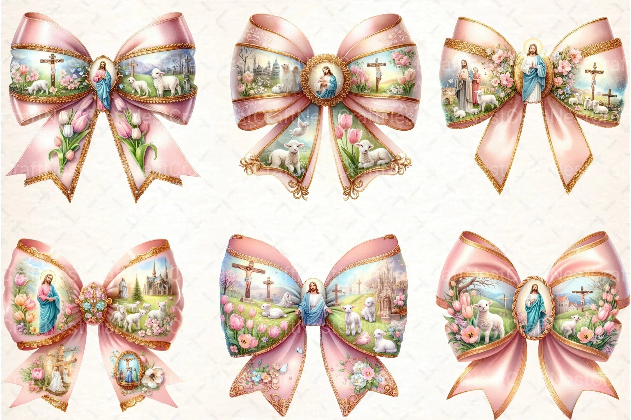 Easter Coquette Bow Clipart Bundle 2 - CraftNest - Digital Crafting and Art