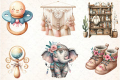 Boho Nursery Baby Clipart Bundle 98 - CraftNest - Digital Crafting and Art