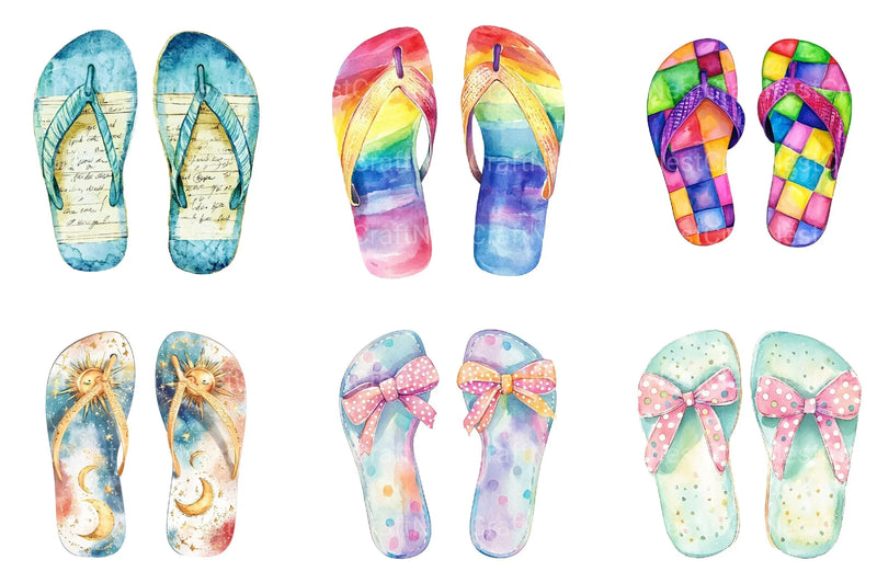 Retro Summer Flip Flops Clipart Bundle 77 - CraftNest - Digital Crafting and Art