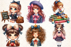 Whimsical School Girl Clipart Bundle - CraftNest - Digital Crafting and Art