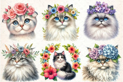 Cat Breeds Flower Crowns Clipart Bundle - CraftNest - Digital Crafting and Art