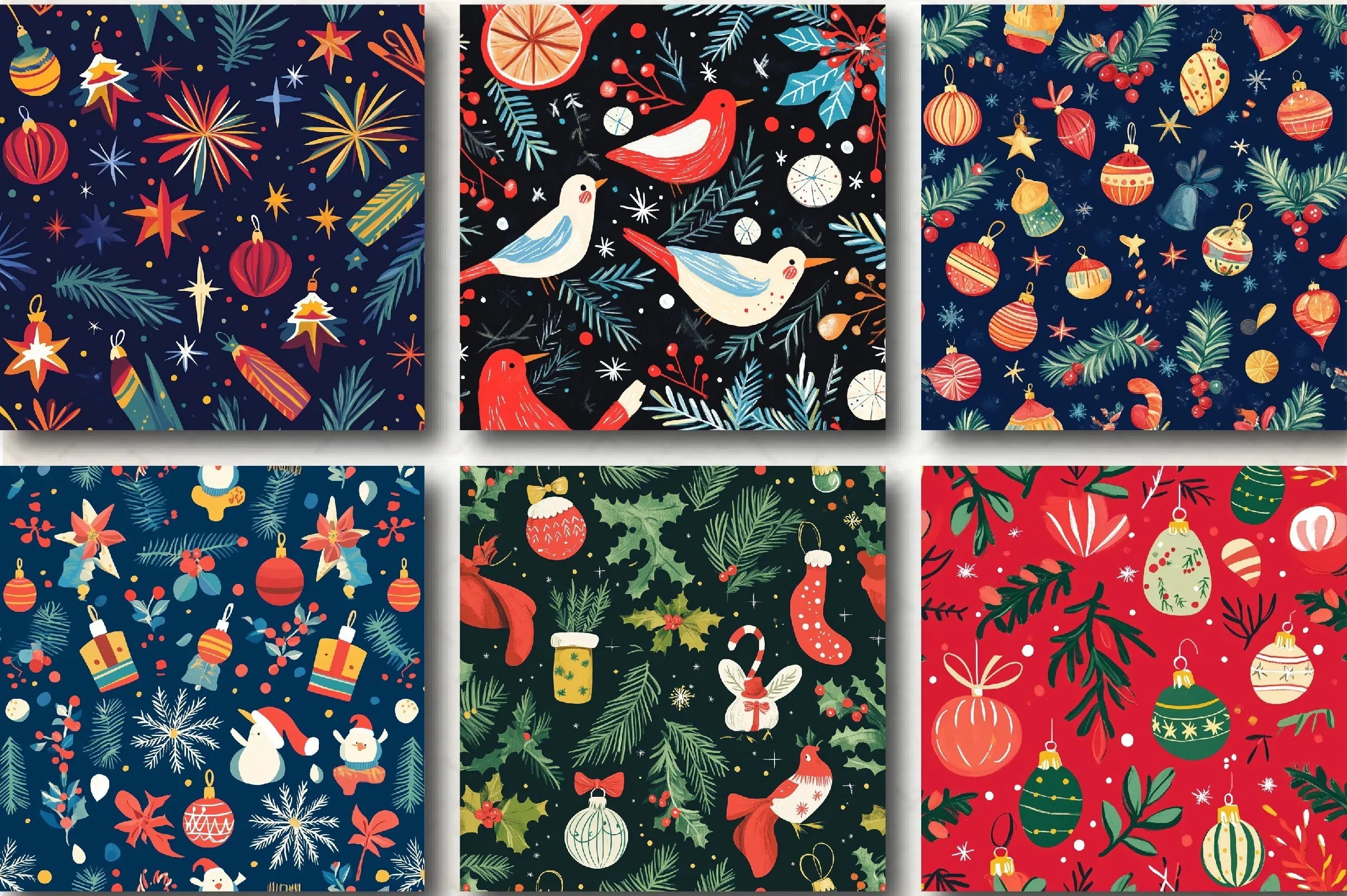 Merry & Bright Christmas Patterns Clipart Bundle - CraftNest - Digital Crafting and Art