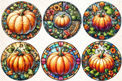 Round Pumpkin Stained Glass Clipart Bundle - CraftNest - Digital Crafting and Art