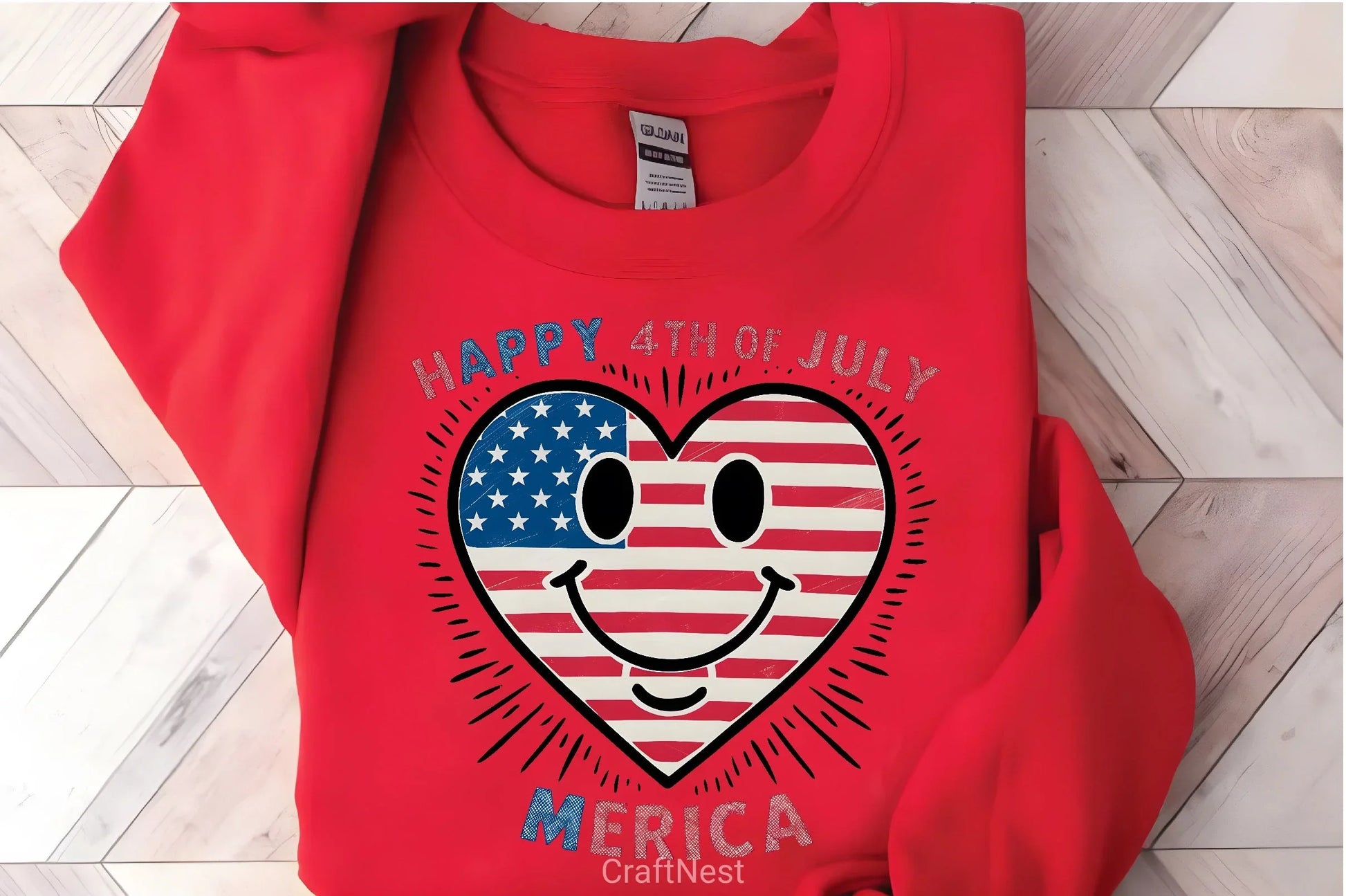 Happy 4th July Heart Smiley Clipart Bundle - CraftNest - Digital Crafting and Art