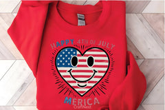 Happy 4th July Heart Smiley Clipart Bundle - CraftNest - Digital Crafting and Art