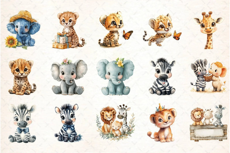 Cute Safari Animals Clipart Bundle 2 - CraftNest - Digital Crafting and Art