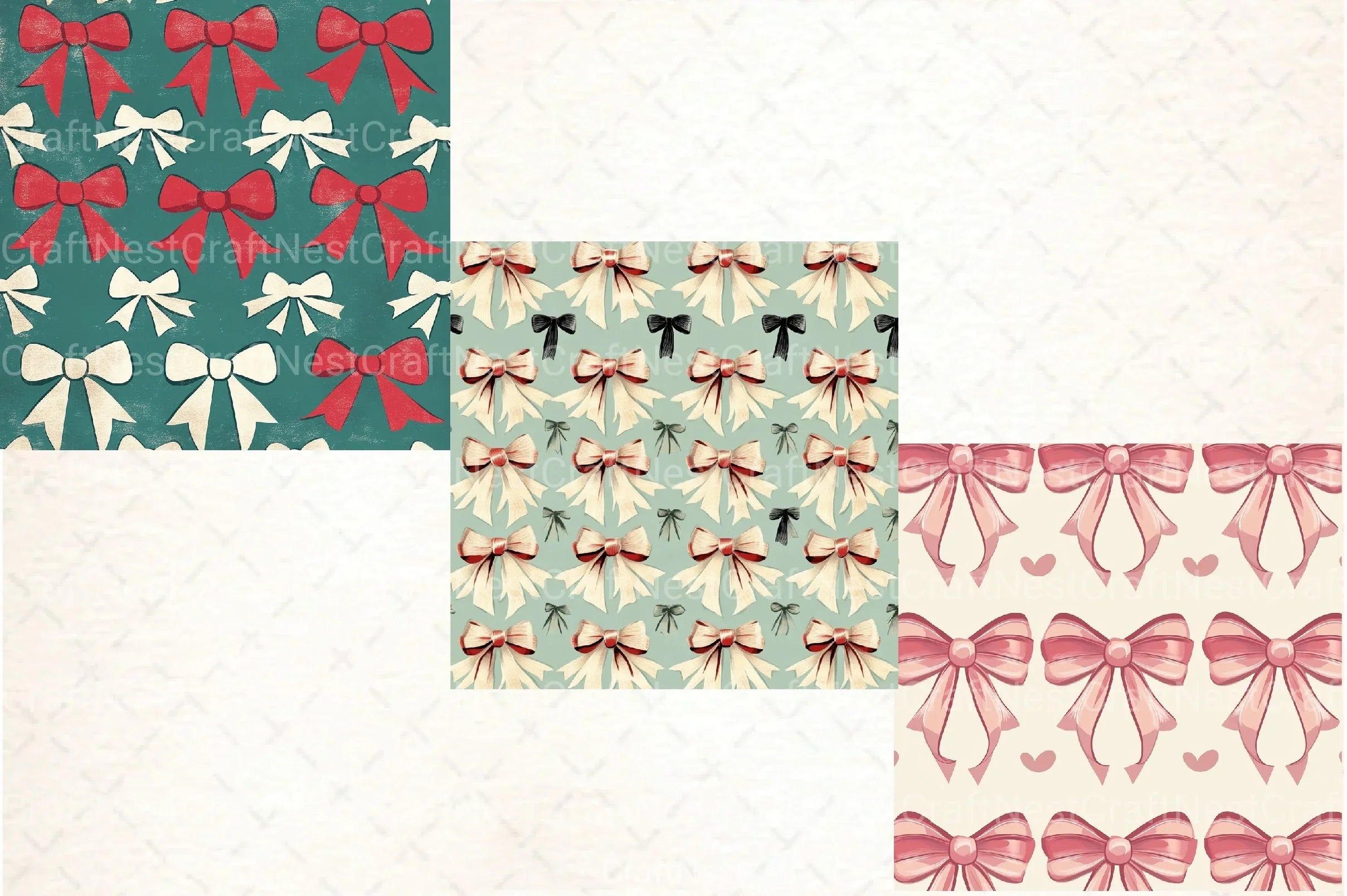 Coquette Bow Pattern Seamless Digital Paper - CraftNest - Digital Crafting and Art
