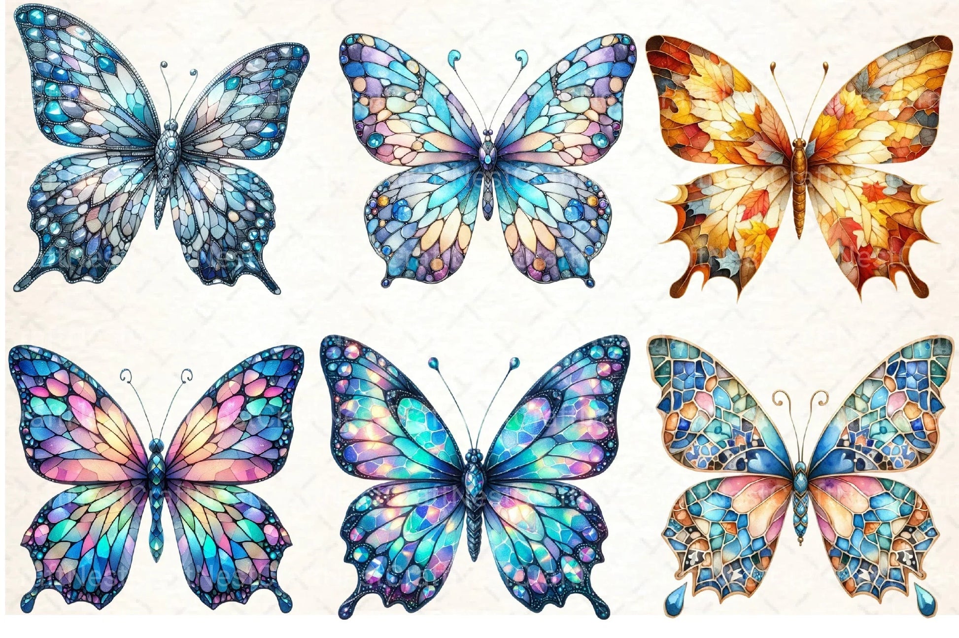 Mosaic Butterfly Clipart Bundle - CraftNest - Digital Crafting and Art
