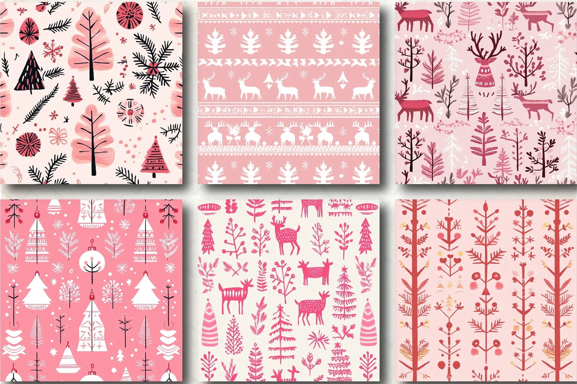 Pink Scandinavian Christmas Patterns Clipart Bundle - CraftNest - Digital Crafting and Art