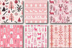 Pink Scandinavian Christmas Patterns Clipart Bundle - CraftNest - Digital Crafting and Art