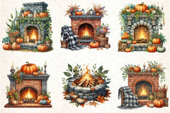 Fall Fireplace Clipart Bundle - CraftNest - Digital Crafting and Art
