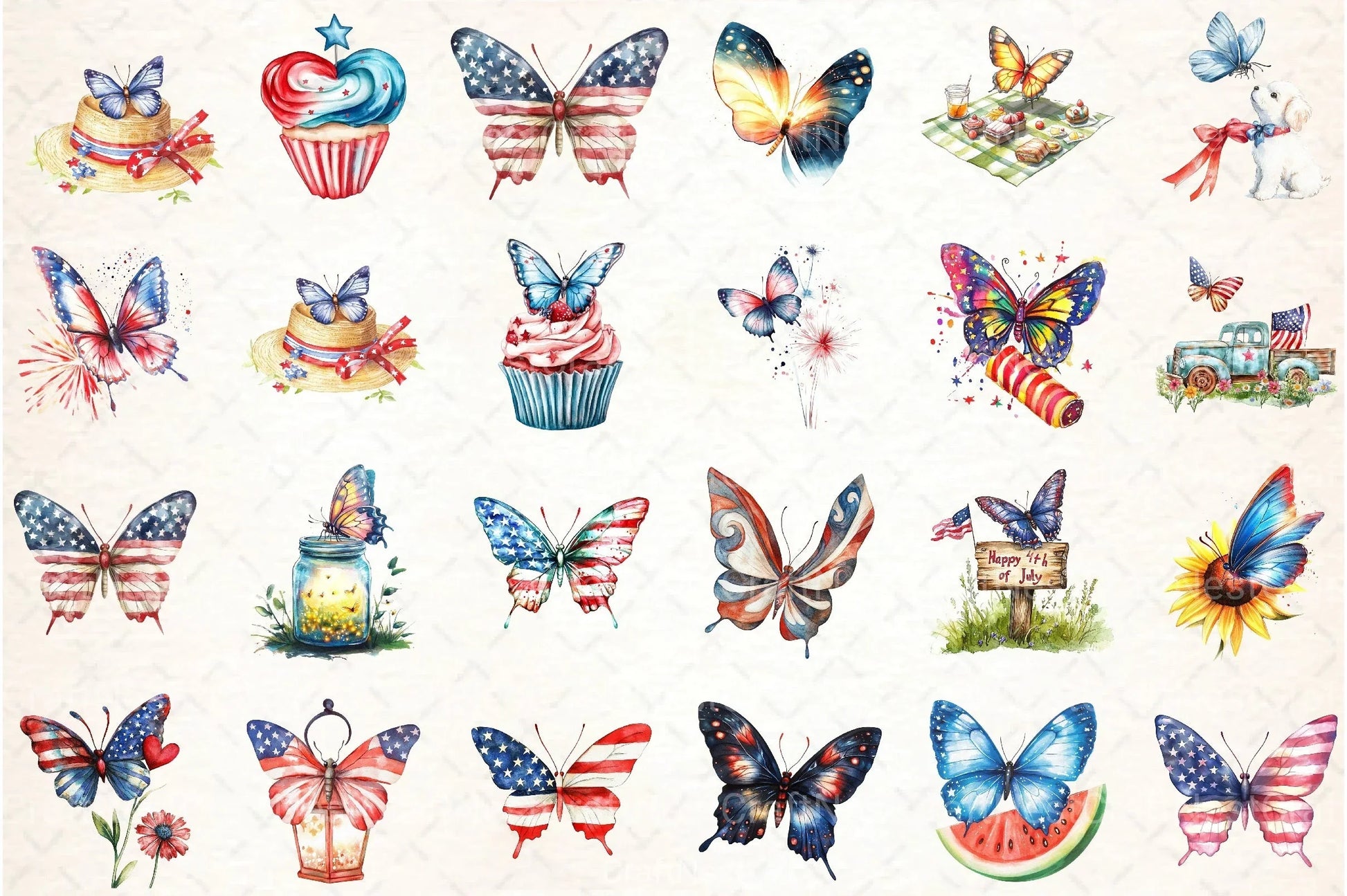 Butterfly 4th of July Clipart Bundle 34 - CraftNest - Digital Crafting and Art