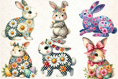 Retro Floral Easter Bunny Clipart Bundle - CraftNest - Digital Crafting and Art